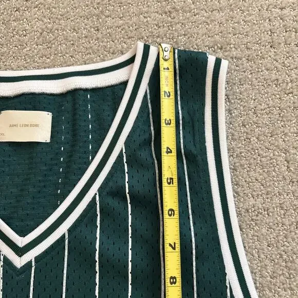 Aime Leon Dore Shirt Jersey Mens Sz XL Green White ALD Knit Tank Top Basketball - Picture 7 of 11